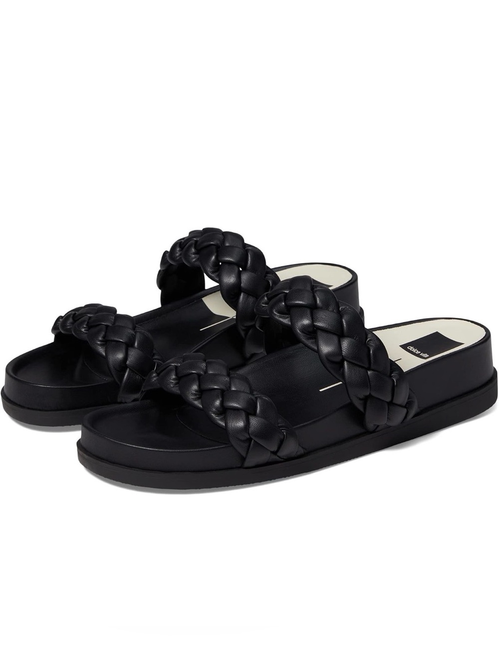Dolce Vita Black Braided Double-Strap Slide Sandals